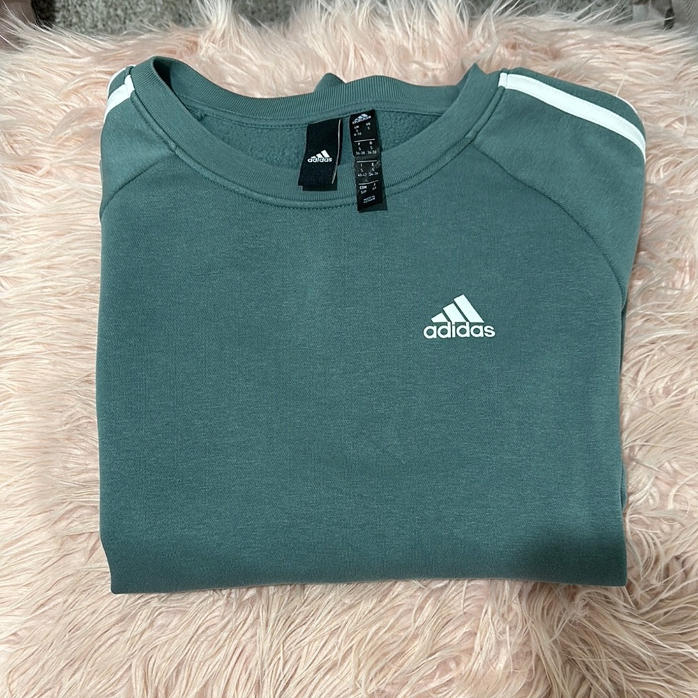 Adidas Crewneck Sweater in Soft Green with White Accents